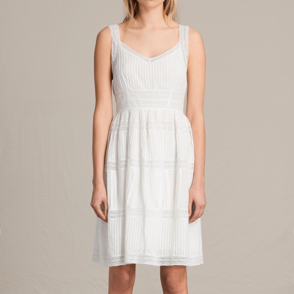 ALL SAINTS PINTO DRESS in CHALK WHITE